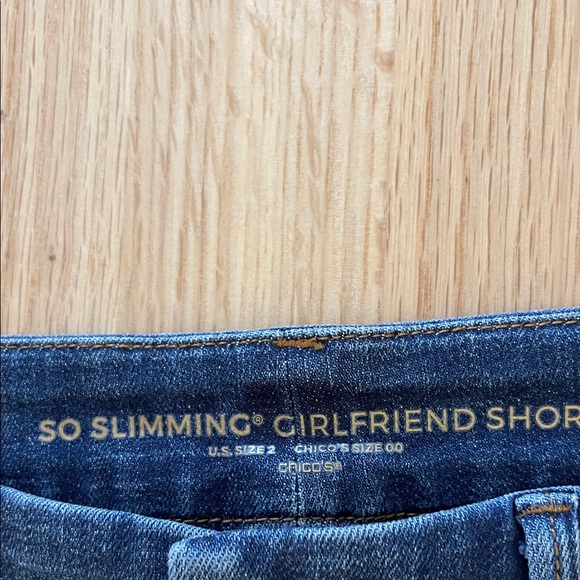 Chico's Dark Blue Denim Bermuda Shorts So Slimming Girlfriend Short - Picture 2 of 6